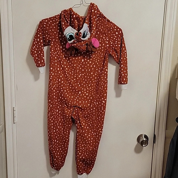 Cat & Jack Giraffe Pajamas With Hood Size XS‎ 4/5 Zip-Up Girls Fun Warm Comfy - Picture 6 of 6